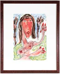 Nude Portrait by Thornton Dial, Sr., watercolor on paper, sold Jul 2018