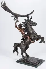 Ponca Eagle Boy by Stanley Quentin Johnson, 1988, bronze, sold Jul 2018