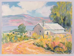 Impressionist Landscape by Earline W. Barnes, oil on board, sold Jul 2018