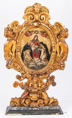 Carved Giltwood Reliquary, of St. Mary by Italian, oil on panel, sold Jul 2018