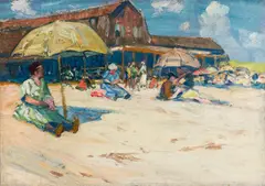 Bath House, Ogunquit by Charles Herbert Woodbury, oil on canvas, sold Jul 2018