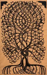Tree of Life by Walter Inglis Anderson, linocut, sold Jul 2018