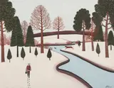 Korsak – Winter Landscape by Maria Korsak, gouache on canvas, sold Jan 2018