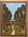 Korsak – Park Scene by Maria Korsak, gouache on canvas, sold Jan 2018