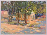 House w/ Trees by Earline W. Barnes, oil on board, sold Jan 2018