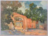W/ Chickens by Earline W. Barnes, oil on board, sold Jan 2018