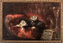 Cats by Carl Kahler, oil on canvas, sold Jan 2018