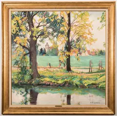 Landscape by André Vignoles, oil on canvas, sold Jan 2018