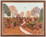Korsak – Autumn Landscape by Maria Korsak, oil and gouache on canvas, sold Oct 2017
