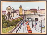 Korsak – Cityscape by Maria Korsak, gouache on canvas, sold Oct 2017