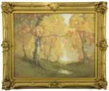 Landscape by William C. Emerson, egg tempera on board, sold Aug 2017