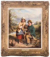 Genre Scene by Thomas Faed, oil on canvas, sold Aug 2017