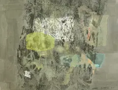 Abstract by Carl Morris, mixed media on board, sold Jan 2017