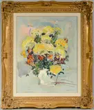 Floral Still Life by Sterling Strauser, oil on board, sold Jul 2016