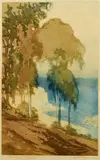 The Laguna Coast by John Wesley Cotton, color aquatint, sold Jul 2016
