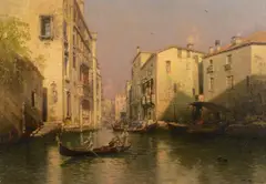 Twilight on The Venetian Lagoon by Hermann Herzog, oil on canvas, sold Jul 2015