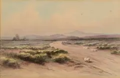 Landscape by Maria Howard Weeden, watercolor, sold Jul 2015
