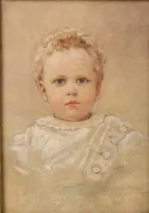 Portrait of a Baby by Carl Gutherz, graphite and oil on canvas, sold Oct 2010