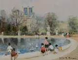 Children w/ Boats by Jules Rene Herve, oil on canvas, sold Jan 2015