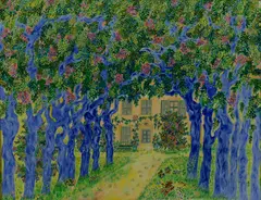 House in trees by Michel Loeb, oil on board, sold Jul 2014
