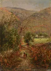 Fall Landscape by Edward Lamson Henry, oil on board, sold Jul 2014