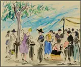 Street Scene by Josep Coll i Bardolet, watercolor, sold Jan 2014