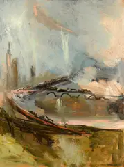 Abstract by Sterling Boyd Strauser, oil on board, sold Jan 2014