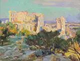Landscape with ruins by Louis Agricol Montagné, oil on canvas, sold Jan 2014