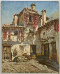 Spanish Courtyard by Paul Sollmann, oil on canvas, sold Sep 2013