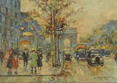 Parisian Street Scene by Édouard Cortès, oil on board, sold May 2013