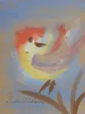 Outsider art of a bird by Sibyl Gibson, tempera on paper, sold May 2013