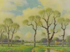 April Landscape by Benson Bond Moore, oil on board, sold May 2013