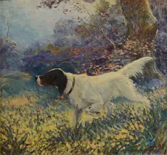 Hunting Dog by Frank Stick, oil on canvas, sold May 2013