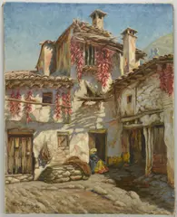 Spanish Courtyard by Paul Sollmann, oil on canvas, sold Jan 2013
