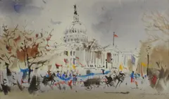 Washington DC parade by Wayne Wu, watercolor on paper, sold Jun 2012