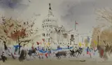 Washington DC parade by Wayne Wu, watercolor on paper, sold Jun 2012