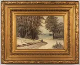 Winter landscape by Alexander Schmidt, oil on board, sold Jan 2012
