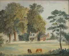 Fleischmann, Maryland plantation landscape by Charles Louis Fleischmann, 1886, watercolor on paper, sold Jan 2012