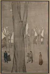 Village Green at Twilight by Bror Julius Olsson Nordfeldt, woodcut, sold Oct 2011