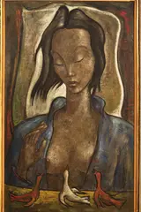 Portrait of a woman by Ángel Botello, 1956, oil on board, sold Oct 2011