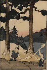 Two Men Digging in the Woods by Bror Julius Olsson Nordfeldt, woodcut, sold May 2011