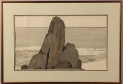 The Rock, Nahant by Bror Julius Olsson Nordfeldt, woodcut, sold May 2011
