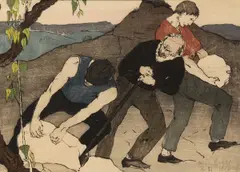 The Quarry by Bror Julius Olsson Nordfeldt, woodcut, sold May 2011