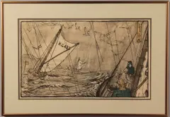 North Sea Fisherman by Bror Julius Olsson Nordfeldt, woodcut, sold May 2011