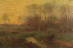 Sunset Landscape by Alexander Theobald Van Laer, oil on canvas, sold May 2011