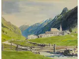 Dorf Plageross im Pitztal by M. Martens, watercolor, sold Jun 2025