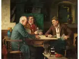 Wirtsstube mit Kartenspielern by Josef Wagner-Höhenberg, oil on canvas, sold Mar 2024