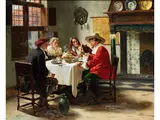 Holländisches Interieur mit Herrenrunde by Albert Friedrich Schröder, oil on canvas, sold Mar 2024