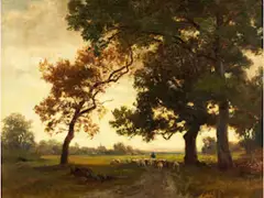 Heimkehr des Schäfers mit Herde by Philipp Röth, oil on canvas, sold Jun 2024