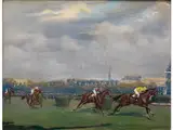Beim Pferderennen by Franck Élim, oil on panel, offered Dec 2015